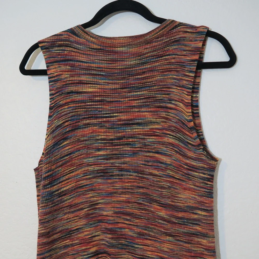 Anthropologie Dress Sleeveless Ribbed Knit Bodycon Multi Color Casual Size S‎